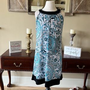 Sally Miller Blue Paisley Floral Silky Dress Girls 12